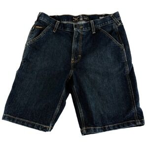 Ariat Rebar M4 Relaxed Straight Utility Shorts Mens 32 Blue Denim Logo Stretch